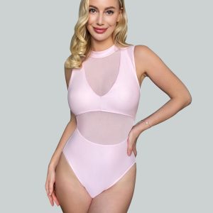 Womens Cut-Out Sheer Mesh Bodysuit - Image 4