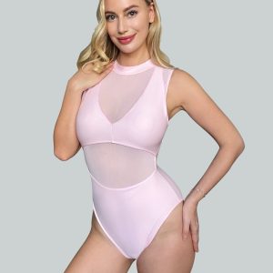 Womens Cut-Out Sheer Mesh Bodysuit - Image 5