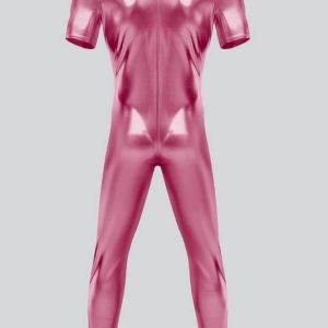 Mens Short Sleeve Futuristic Shiny Metallic Unitard - Image 14