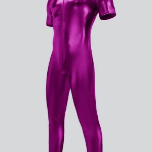 Mens Short Sleeve Futuristic Shiny Metallic Unitard - Image 21