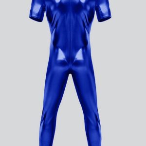 Mens Short Sleeve Futuristic Shiny Metallic Unitard - Image 26