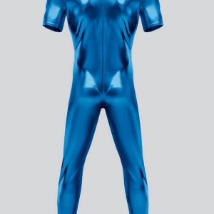 Mens Short Sleeve Futuristic Shiny Metallic Unitard - Image 32