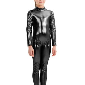 Speerise Girls Shiny Metallic Long Sleeve Unitard - Image 22