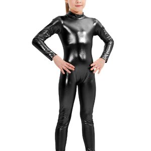 Speerise Girls Shiny Metallic Long Sleeve Unitard - Image 19