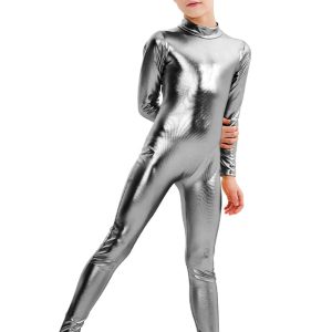 Speerise Girls Shiny Metallic Long Sleeve Unitard - Image 34