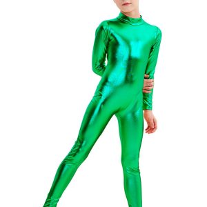 Speerise Girls Shiny Metallic Long Sleeve Unitard - Image 12