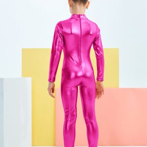 Speerise Girls Shiny Metallic Long Sleeve Unitard - Image 10