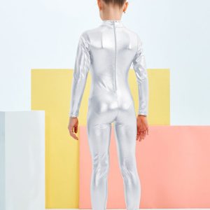 Speerise Girls Shiny Metallic Long Sleeve Unitard - Image 2