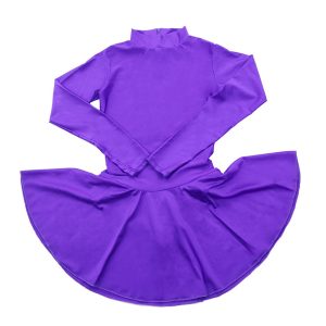 Womens Turtleneck Long Sleeve Dance Leotard with Skirt - Image 6