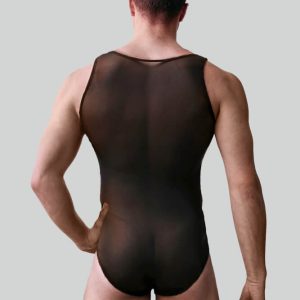 Mens See Through Mesh Sleeveless Leotard - Image 3