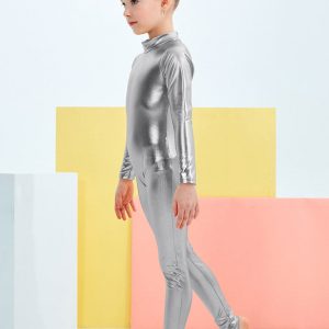 Speerise Girls Shiny Metallic Long Sleeve Unitard - Image 36