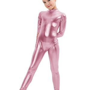 Speerise Girls Shiny Metallic Long Sleeve Unitard - Image 5