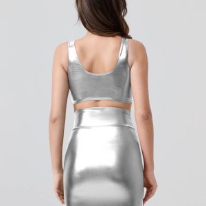 Shiny Metallic Tops & Pencil Skirt Set - Image 15